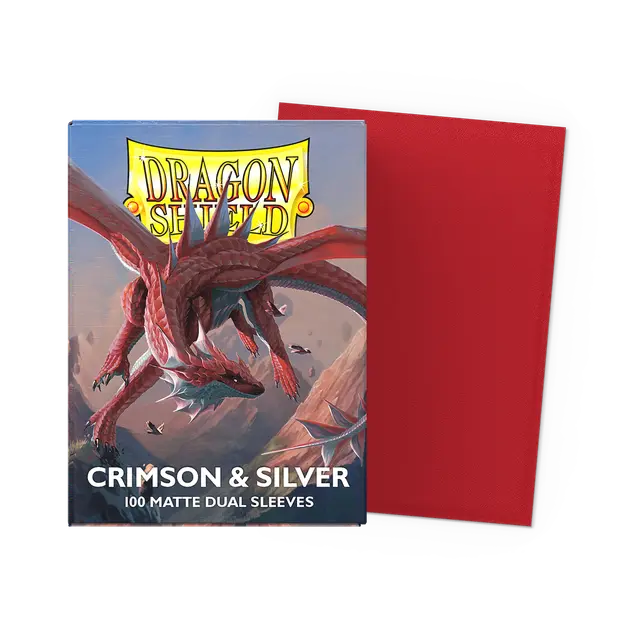 Dragon Shield Standard - Crimson & Silver - Matte Dual Sleeves